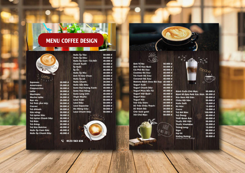 Xây dựng menu quán cafe trà sữa