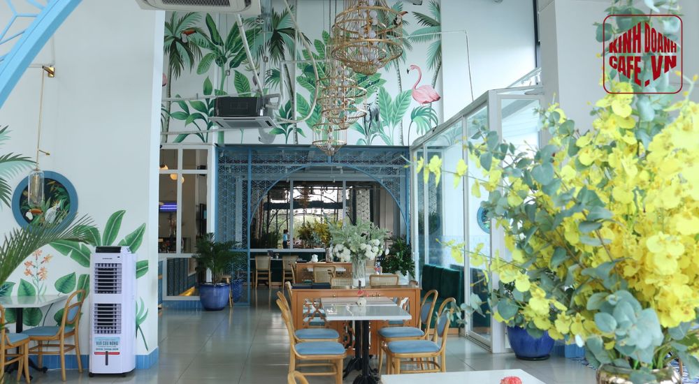 Mẫu thiết kế quán cafe phong cách xanh mát