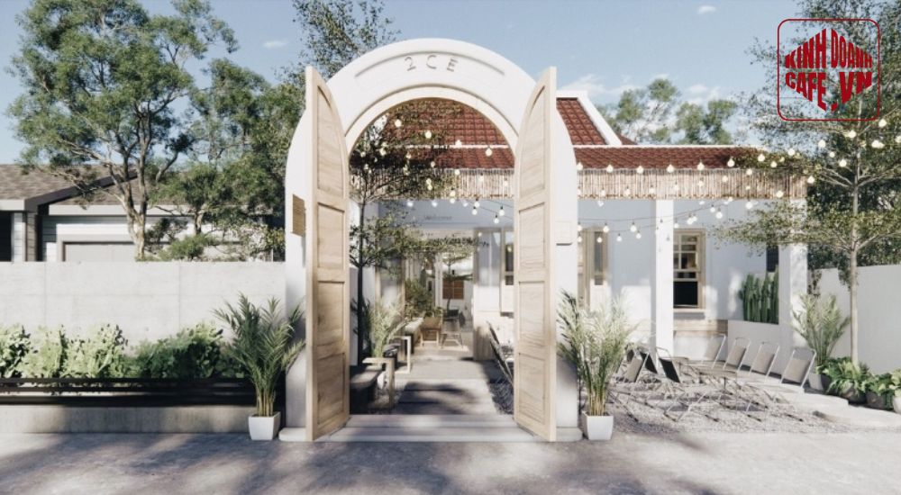 Mẫu cổng quán cafe được thiết kế theo phong cách hiện đại