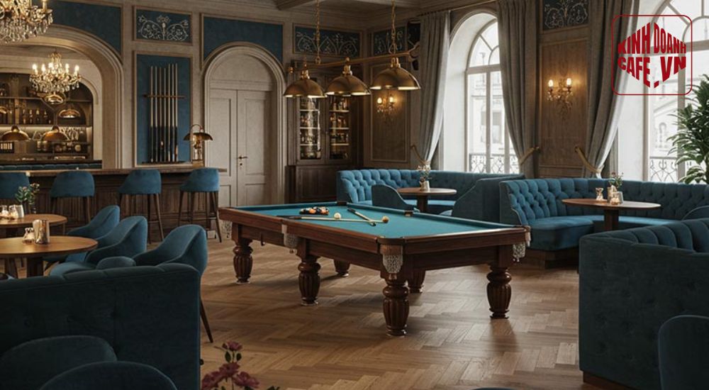 Mẫu kinh doanh bida cafe theo phong cách cổ điển sang trọng