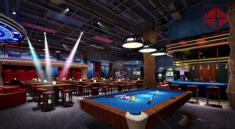 Mẫu thiết kế quán cafe có bàn bida theo phong cách độc đáo