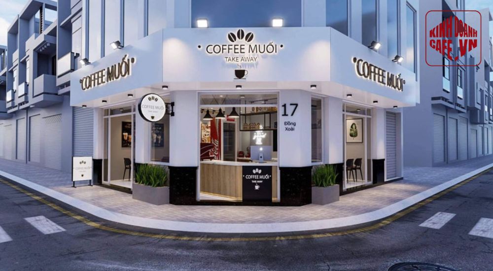 Cà phê góc phố phong cách hiện đại, tối giản