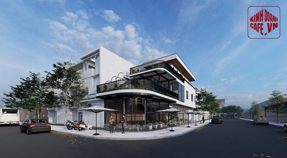 Quán cafe góc phố phong cách hiện đại trẻ trung