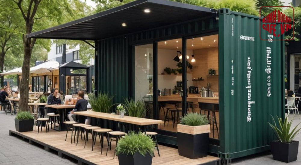 Container coffee phong cách vườn xanh thư giãn