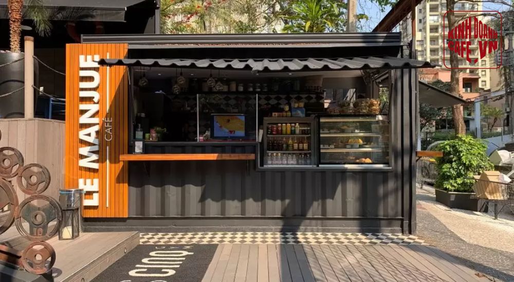 Quầy container bán cà phê take away tiện lợi
