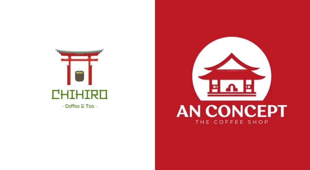 Logo quán cà phê phong cách Nhật Bản