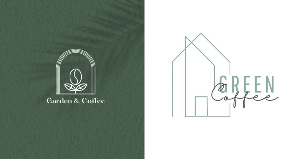 Logo quán cà phê phong cách sân vườn