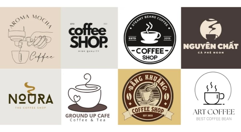 Mẫu logo cốc cà phê cách điệu