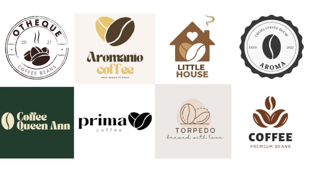 Mẫu logo hạt cà phê tối giản 