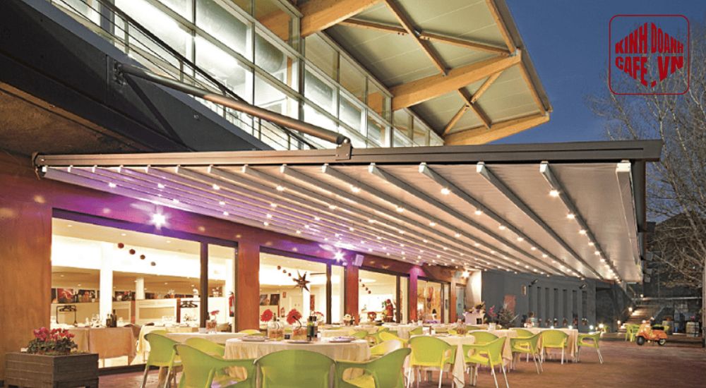 Thiết kế mái che quán cafe sang trọng