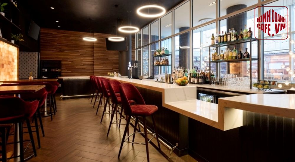 Mẫu quầy bar quán cafe cổ điển mang không gian sang trọng và gần gũi