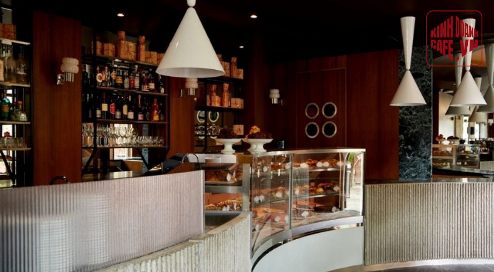 Quầy bar cafe tích hợp quầy thu ngân giúp tối ưu diện tích và vận hành