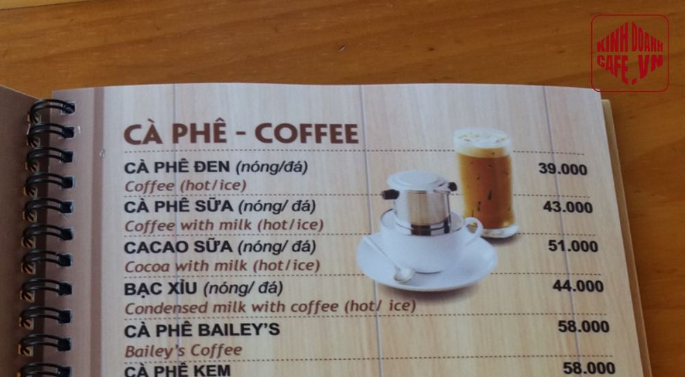 Menu cà phê sân vườn, thiên nhiên, thư giãn