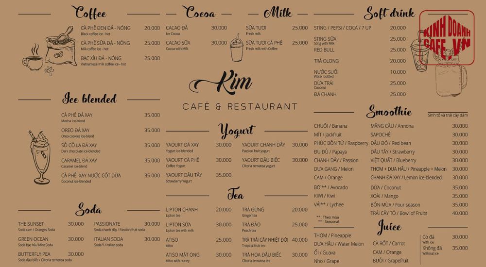 Menu cafe retro vintage, hoài cổ, độc đáo