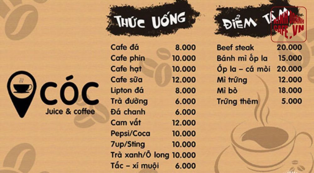 Menu quán cafe bình dân, dễ dàng tiếp cận khách hàng