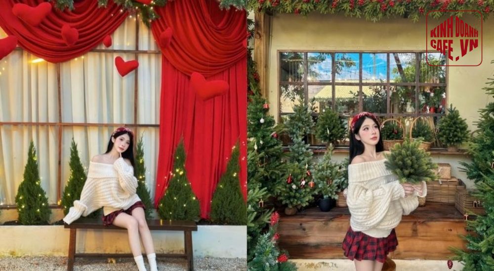 Saha Coffee – Quán cafe trang trí Noel rực rỡ