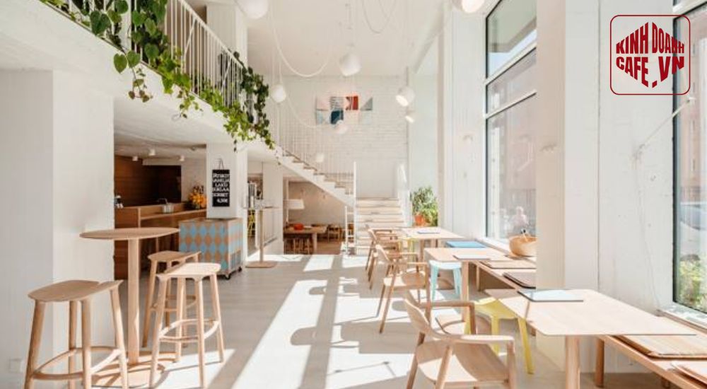 Phong cách Scandinavian giúp nội thất quán cafe nhỏ đẹp trở nên sáng và rộng rãi hơn