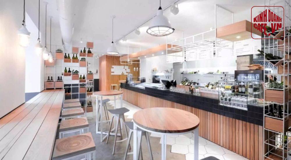 Mẫu thiết kế quán cà phê đẹp ngang 4m phong cách hiện đại