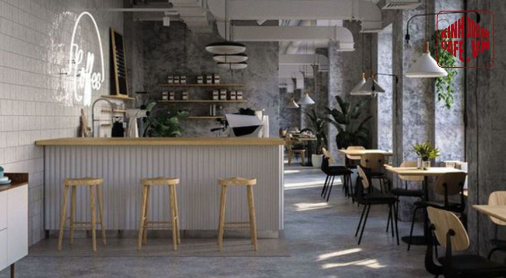 Mẫu thiết kế quán cà phê đẹp ngang 4m theo phong cách đương đại