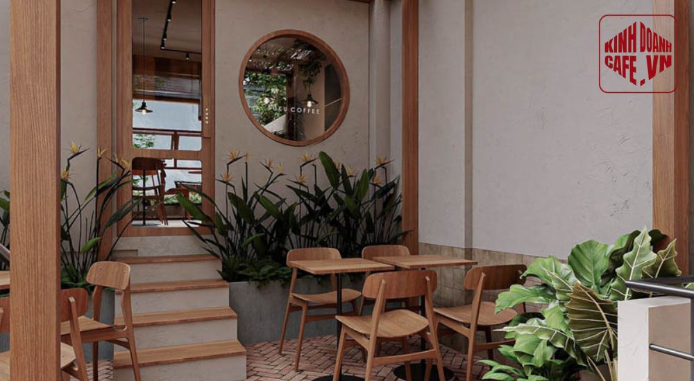 Mẫu thiết kế quán cafe đẹp ngang 4m phong cách mộc