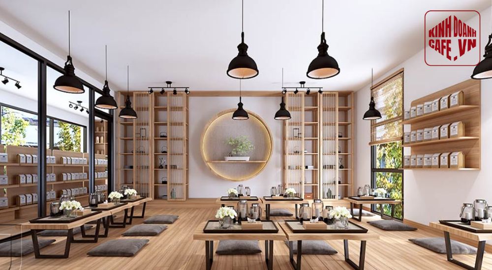 Thiết kế quán cafe đẹp ngang 4m theo phong cách Nhật Bản