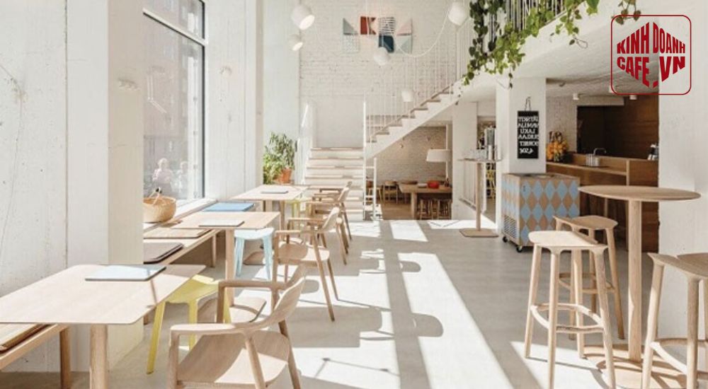 Phong cách hiện đại giúp quán 2 mặt tiền tạo diện mạo trẻ trung, sang trọng và thu hút khách đô thị