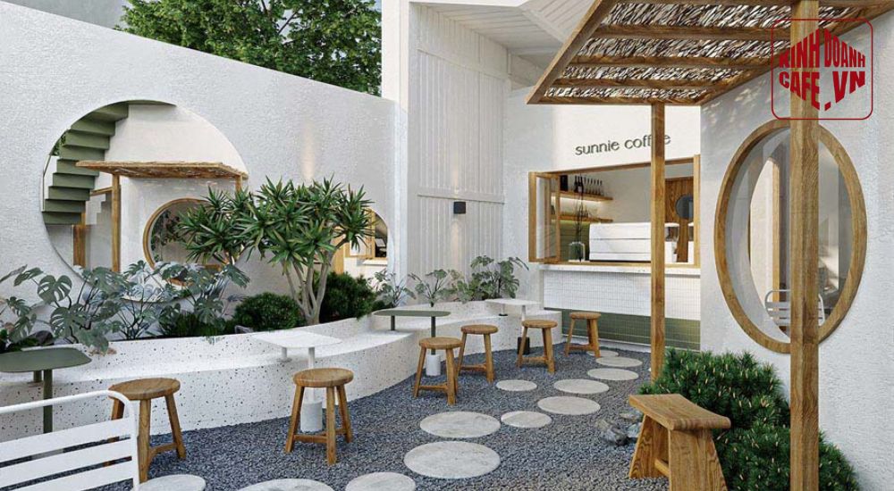 Mẫu quán cafe nhỏ đẹp, hiện đại với thiết kế quán cafe không gian mở thoáng đãng