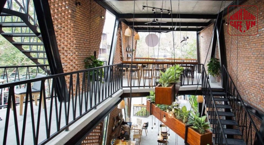 Quán cafe khung thép tiền chế 2 tầng giúp tăng sức chứa và trải nghiệm của khách hàng