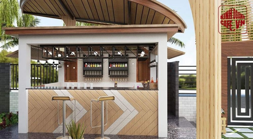 Quầy bar ngoài trời giúp tạo không gian mở và gần gũi thiên nhiên