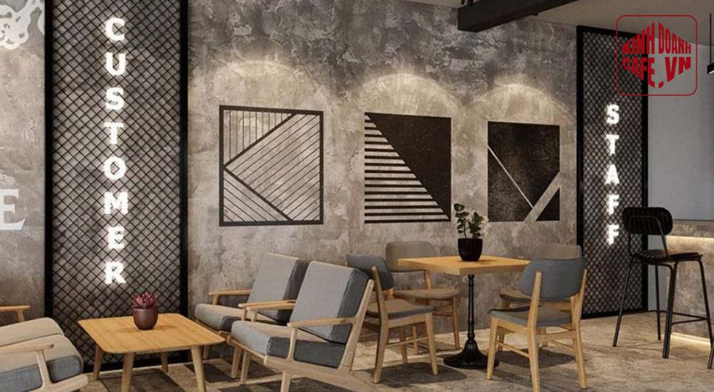 Phong cách trang trí quán cà phê đơn giản theo hướng Industrial