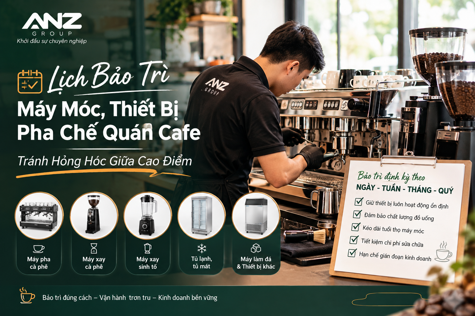 Lịch Bảo Trì Máy Móc, Thiết Bị Pha Chế Quán Cafe